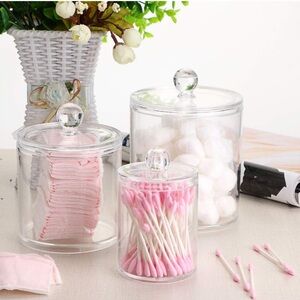 Set of 3 Cotton Ball and Swab Organizer with Lid